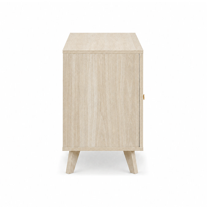 side on cut out image of small rattan tv unit natural