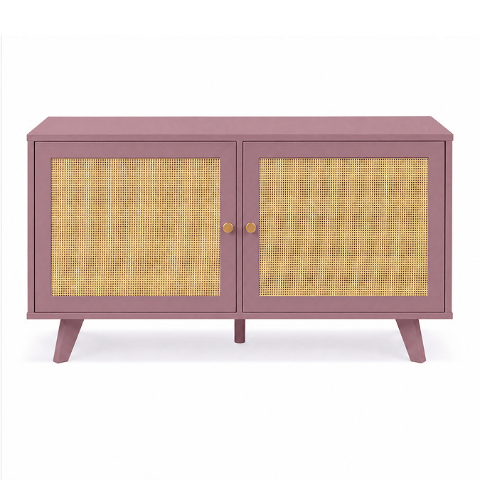 front on cut out image of pink clay small tv unit