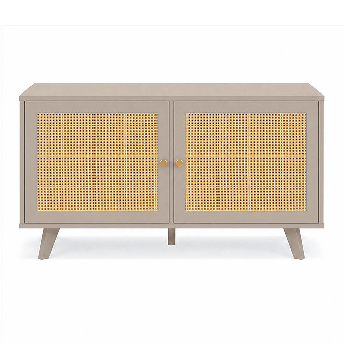 front on cut out image of small tv unit with rattan doors