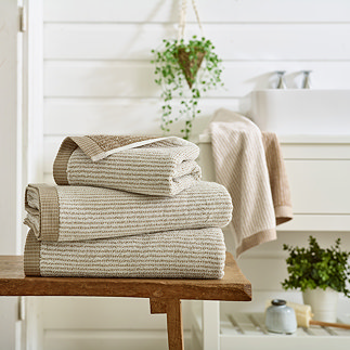 willow weave stripe natural towels image