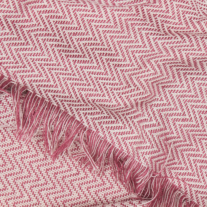 close up image of dark pink patterned throw