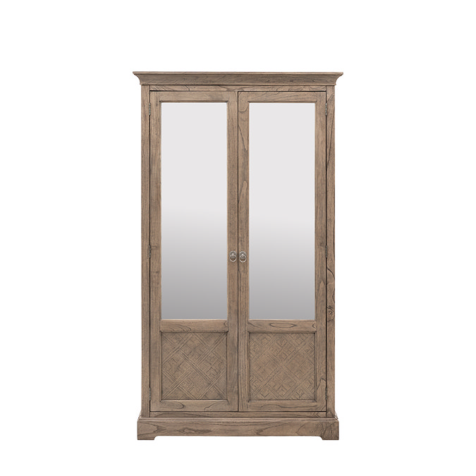 image cut out on white background of ashy wood wardrobe with mirrors
