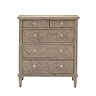 image cut out on white background of ashy wood 5 drawer chest with subtle pattern