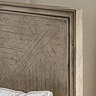 close up image on solid wood headboard of bed with subtle pattern