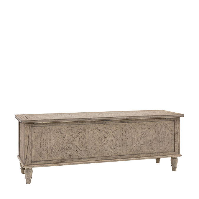 back image cut out on white background of ashy wood hall bench/chest