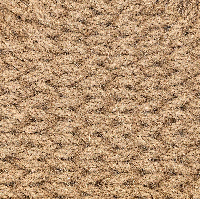 close up on woven coir material of doormat