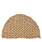 semi-circular woven natural coloured doormat with fringed edge, image cut out on white background