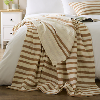 Woven Stripe Cotton Bedspread - Cinnamon main image