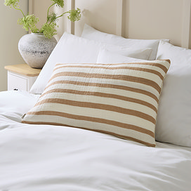Woven Stripe Cotton Cushion - Cinnamon main image