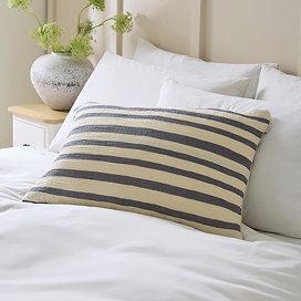 Woven Stripe Cotton Cushion - Dusk Blue main image