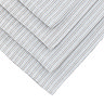 image cut out on white background of grey stripe soft cotton napkins layered on top of each other in diamond shape
