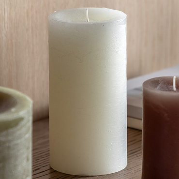 Zephyr Large Pillar Candle Pair white