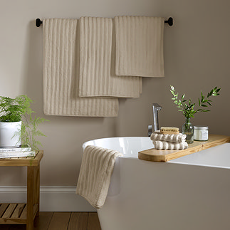 Zero twist ribbed towel bundle natural