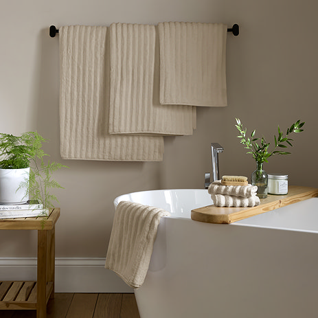 Zero twist ribbed towel bundle natural