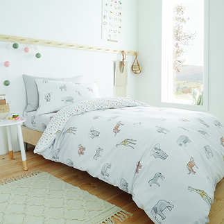 Zoo Animals Pastel Duvet Cover